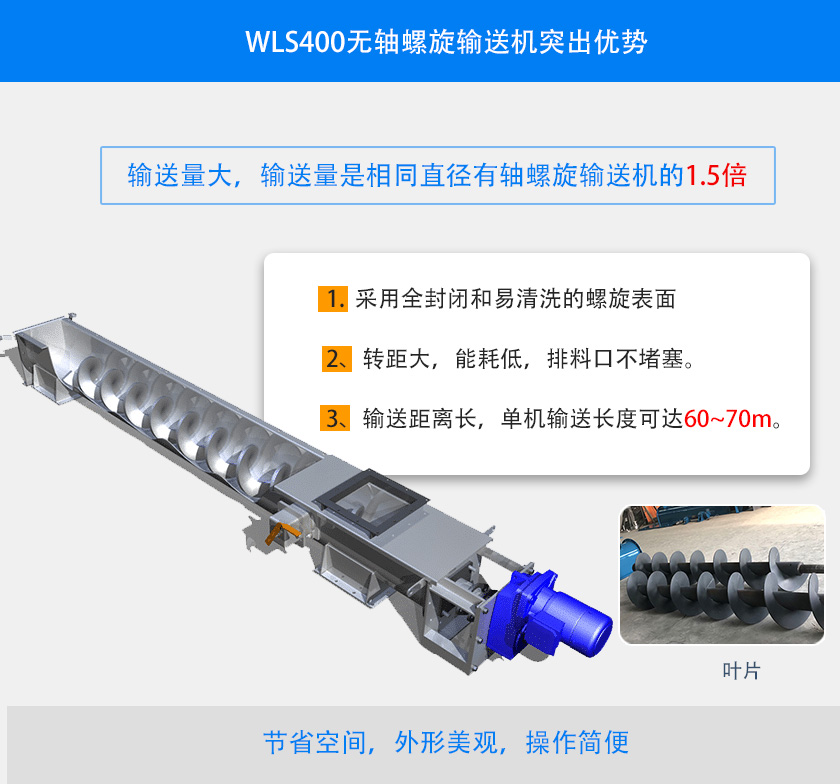 WLS400無軸螺旋輸送機(jī)突出優(yōu)勢(shì)