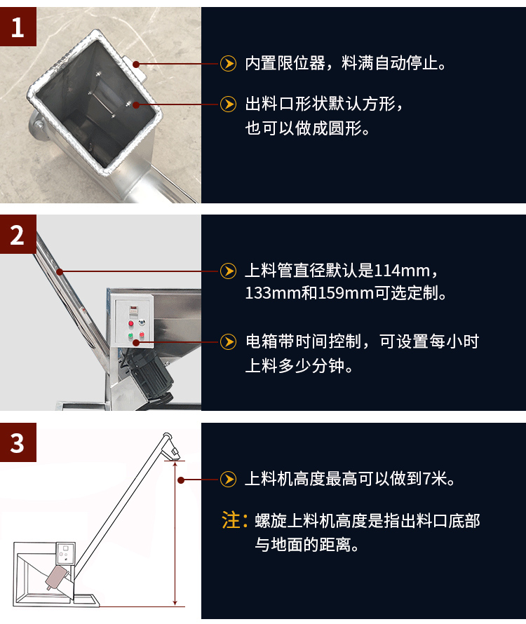 不銹鋼螺旋輸送機自動上料，可定制管徑，高度可做到7米